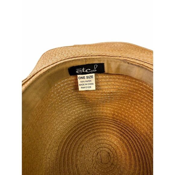 Womens Large Tan Floppy Folding Wide 5” Brim Straw Sun Beach Hat Rue 21 Etc! OS - Picture 7 of 8